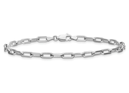 14k White Gold Solid Beveled Paperclip Chain, 7 x 3.5mm