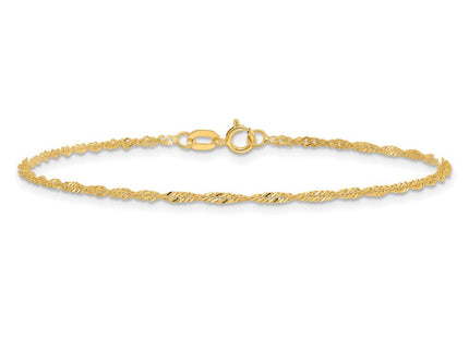 14K Singapore with Spring Ring Clasp Chain (Style PEN52-7)