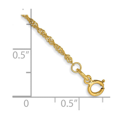 14K Singapore with Spring Ring Clasp Chain, 7 x 1.4mm