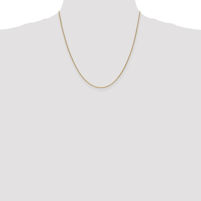 14K Round Open Link Cable with Lobster Clasp Anklet, 9 x 1mm