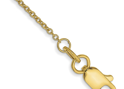 14K Round Open Link Cable with Lobster Clasp Anklet, 9 x 1mm