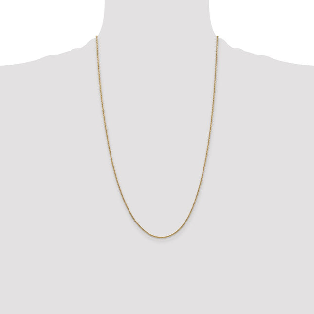 14K Round Open Link Cable with Lobster Clasp Anklet, 9 x 1.4mm