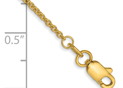 14K Round Open Link Cable with Lobster Clasp Anklet, 9 x 1.4mm
