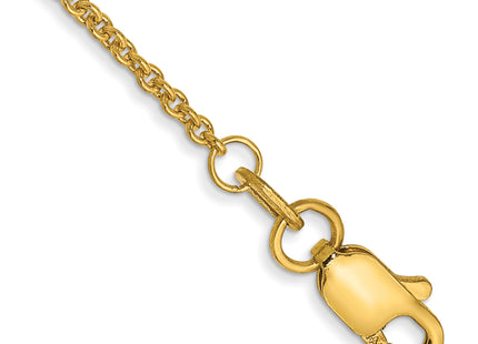 14K Round Open Link Cable with Lobster Clasp Anklet, 9 x 1.4mm