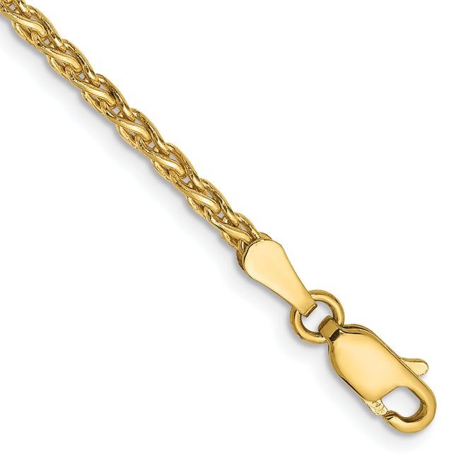 14k Parisian Wheat with Lobster Clasp Bracelet, 1 x 2.25mm