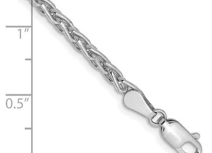 14K White Gold Parisian Wheat with Lobster Clasp Bracelet, 7 x 3mm