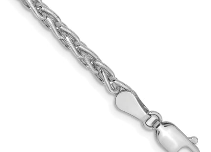 14K White Gold Parisian Wheat with Lobster Clasp Bracelet, 7 x 3mm