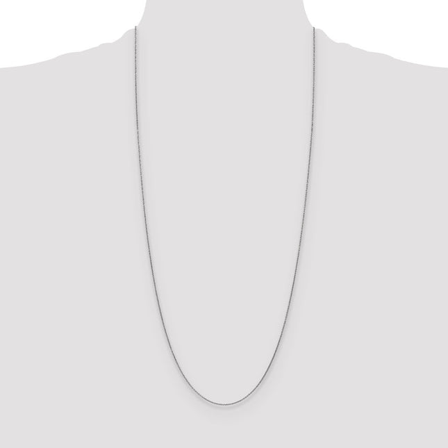 14K White Gold Round Open Link Cable with Lobster Clasp Chain, 20 x 1mm