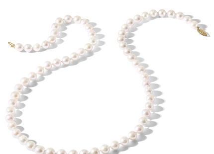 14k 8- White Round Akoya Saltwater Cultured Pearl Necklace