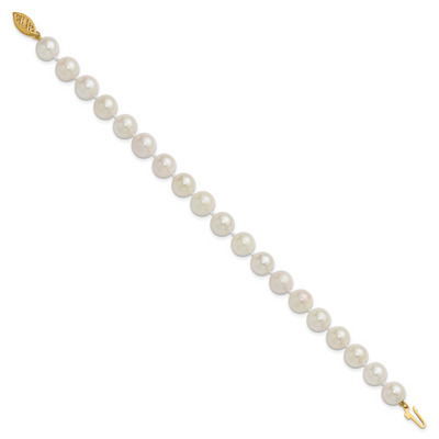 14K White Round Akoya Saltwater Cultured Pearl Bracelet