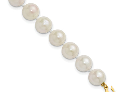 14k 8- White Round Akoya Saltwater Cultured Pearl Bracelet