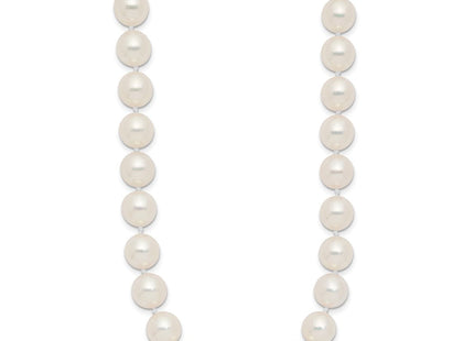 14k Polished 9- Round White Akoya Saltwater Cultured Pearl Necklace (Style PL90AA-18)