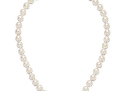 14k Polished 9- Round White Akoya Saltwater Cultured Pearl Necklace (Style PL90AA-18)