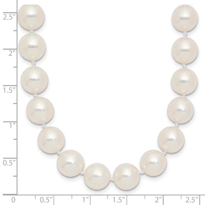 14K Polished Round White Akoya Saltwater Cultured Pearl Necklace