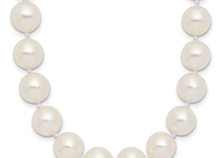 14k Polished 9- Round White Akoya Saltwater Cultured Pearl Necklace (Style PL90AA-18)