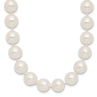 14k Polished 9- Round White Akoya Saltwater Cultured Pearl Necklace (Style PL90AA-18)