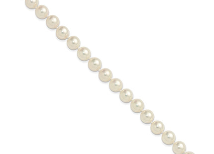 14k Polished 9- Round White Akoya Saltwater Cultured Pearl Necklace