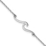 Sterling Silver Rhodium-plated Polished Wave with a extention Anklet