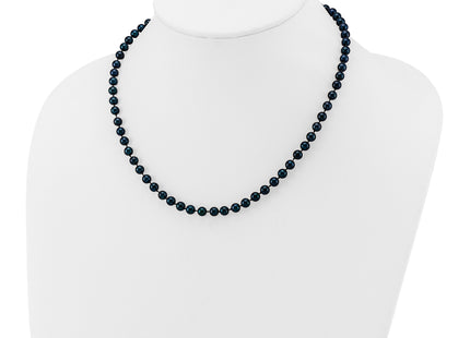 14k White Gold 5- Black Round Akoya Saltwater Cultured Pearl Necklace