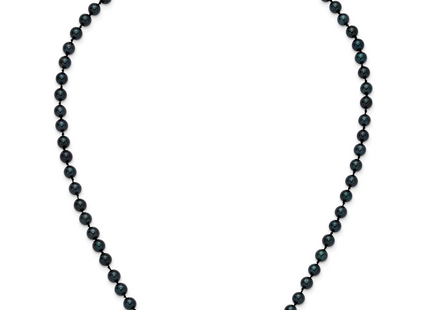 14k White Gold 5- Black Round Akoya Saltwater Cultured Pearl Necklace