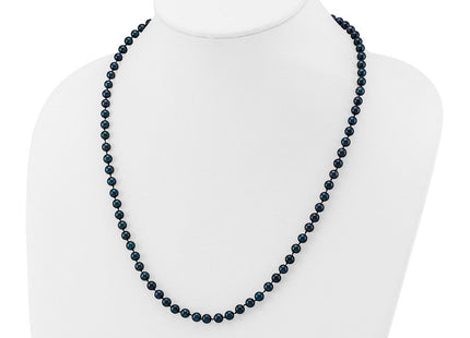 14k White Gold 5- Black Round Akoya Saltwater Cultured Pearl Necklace (Style PLB50-20)