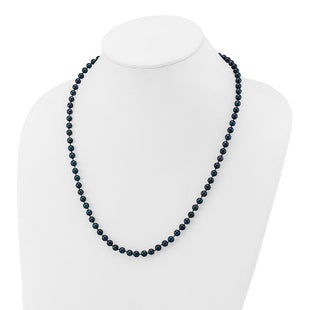 14k White Gold 5- Black Round Akoya Saltwater Cultured Pearl Necklace (Style PLB50-20)