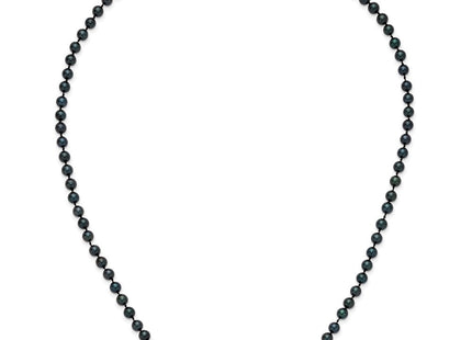 14k White Gold 5- Black Round Akoya Saltwater Cultured Pearl Necklace (Style PLB50-20)