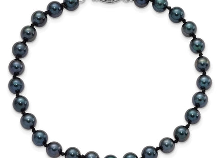 14k White Gold 5- Black Round Akoya Saltwater Cultured Pearl Necklace