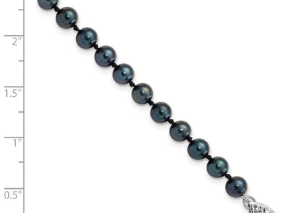 14k White Gold 5- Black Round Akoya Saltwater Cultured Pearl Necklace