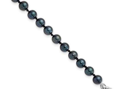 14k White Gold 5- Black Round Akoya Saltwater Cultured Pearl Necklace