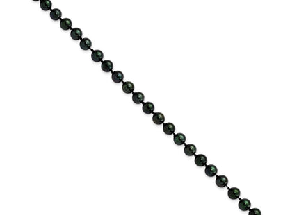 14k White Gold 6- Black Round Saltwater Akoya Cultured Pearl Bracelet (Style PLB60-7)