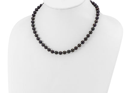 14k White Gold 7- Black Round Akoya Saltwater Cultured Pearl Necklace
