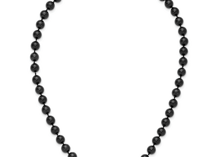 14k White Gold 7- Black Round Akoya Saltwater Cultured Pearl Necklace