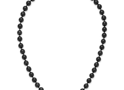 14k White Gold 7- Black Round Akoya Saltwater Cultured Pearl Necklace (Style PLB70-16)