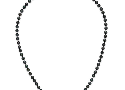 14k White Gold 7- Black Round Akoya Saltwater Cultured Pearl Necklace (Style PLB70-24)