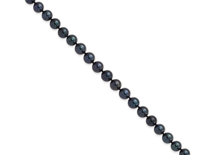14k White Gold 7- Black Round Akoya Saltwater Cultured Pearl Necklace