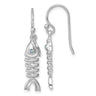 Sterling Silver Rhodium-plated Polished Crystal Eye Bonefish Dangle Earring
