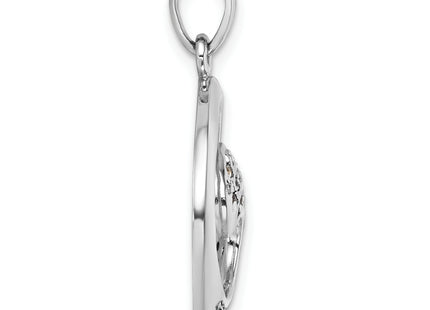Sterling Silver Rhodium-Plated Polished CZ Wave Pendant