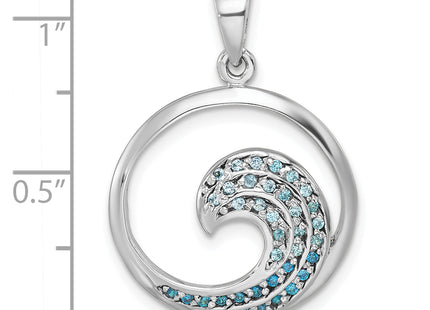 Sterling Silver Rhodium-Plated Polished CZ Wave Pendant