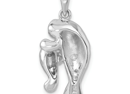 Sterling Silver Rhodium-Plated Antiqued Swimming Turtles Rectangle Pendant