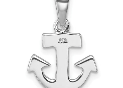 Sterling Silver Rhodium-Plated Polished Anchor Pendant (Style PLP-031)