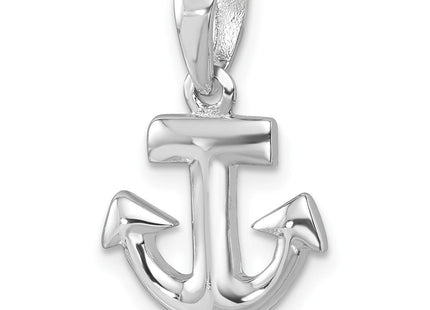 Sterling Silver Rhodium-Plated Polished Anchor Pendant (Style PLP-031)