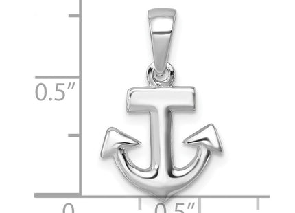 Sterling Silver Rhodium-Plated Polished Anchor Pendant (Style PLP-031)
