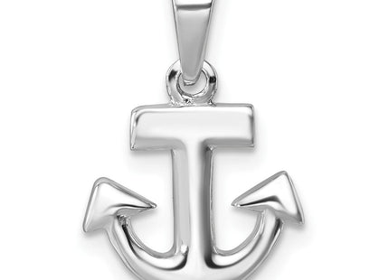 Sterling Silver Rhodium-Plated Polished Anchor Pendant (Style PLP-031)