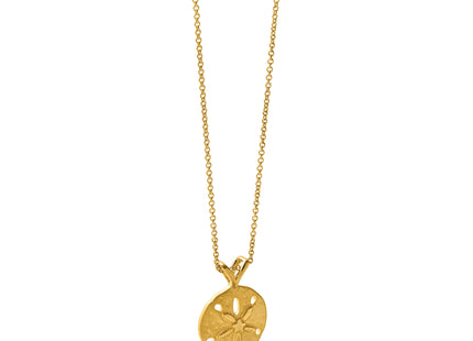 Sterling Silver Rhodium-plated Gold-tone Polished and Brushed Sand Dollar Pendant