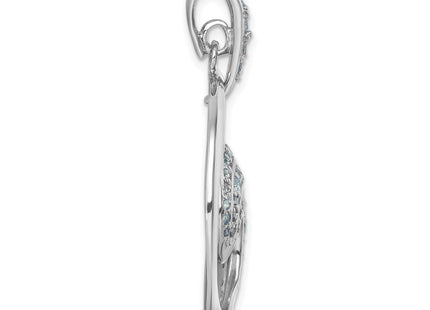 Sterling Silver Rhodium-Plated Polished CZ Wave Pendant (Style PLP-214)