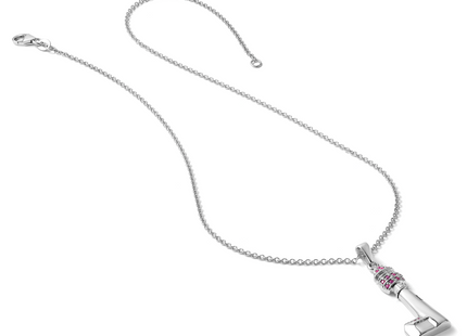 Sterling Silver Rhodium-Plated Polished CZ Cape May Lighthouse Pendant