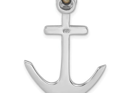 Sterling Silver Rhodium-Plated Polished Crystal Anchor Chain Slide (Style PLP-465)