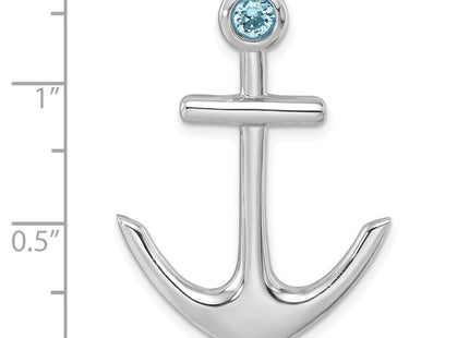 Sterling Silver Rhodium-Plated Polished Crystal Anchor Chain Slide (Style PLP-465)