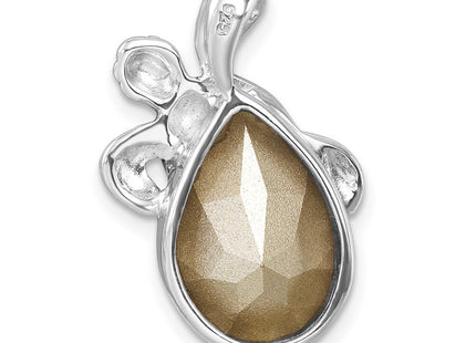 Sterling Silver Rhodium-Plated Antiqued Crystal Hatching Turtle Pendant (Style PLP-527)